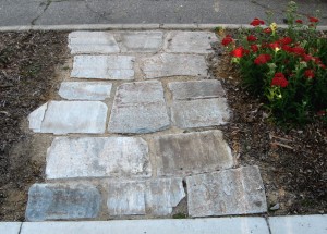 tumbled champagne stone walkway