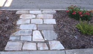 tumbled champagne stone walkway